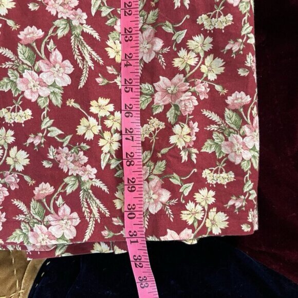 Vintage Floral Skirt Womens M Shirt Pals by Helen Red Cottagecore Modest Button - Picture 5 of 7